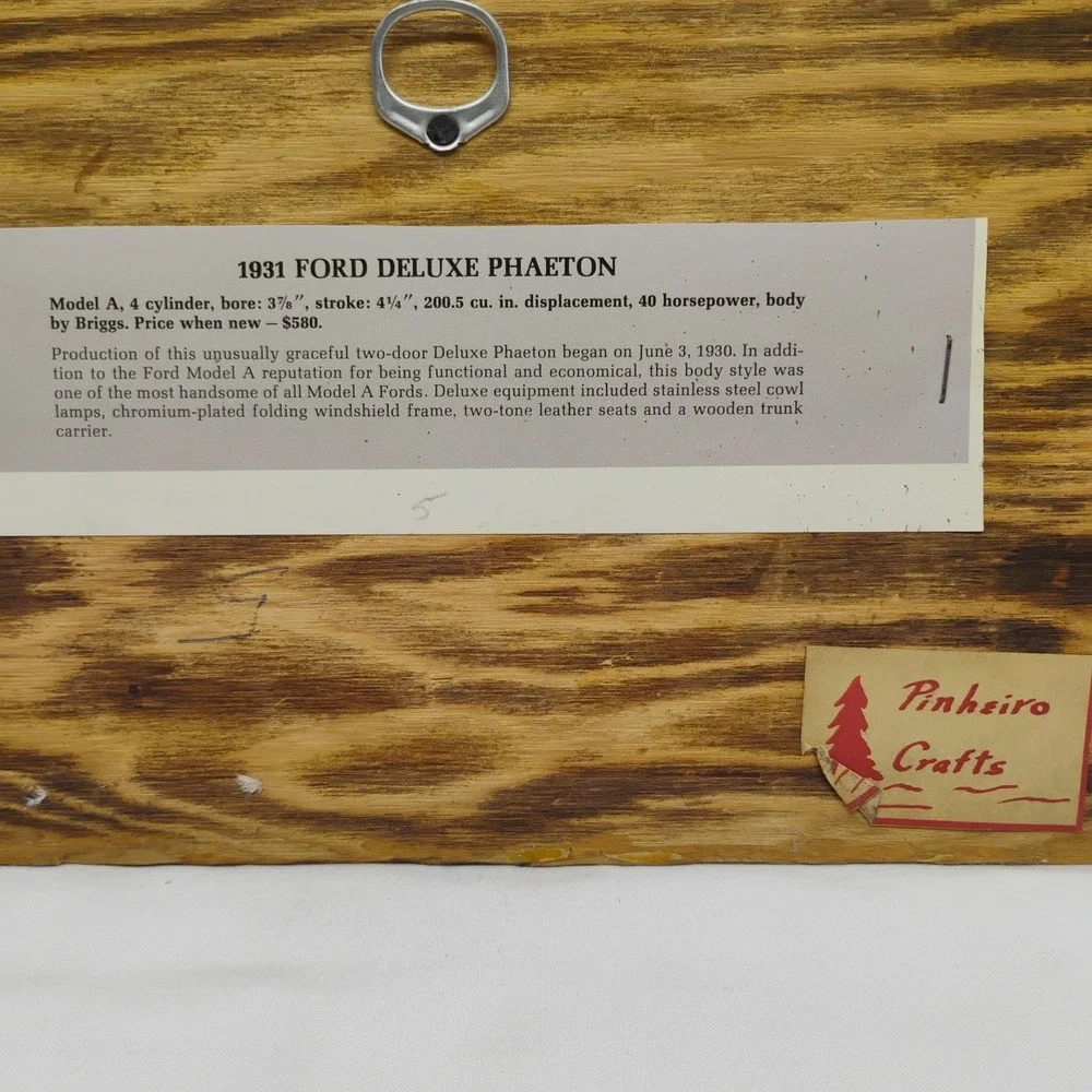 Vtg Pinheiro Crafts 1931 Ford Deluxe Phaeton Car Wooden Wall Hanging Sign Plaque